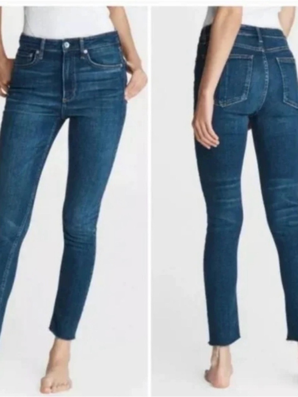 Rag & Bone Size 29 10 Inch Skinny Ankle Jeans in Dark Blue